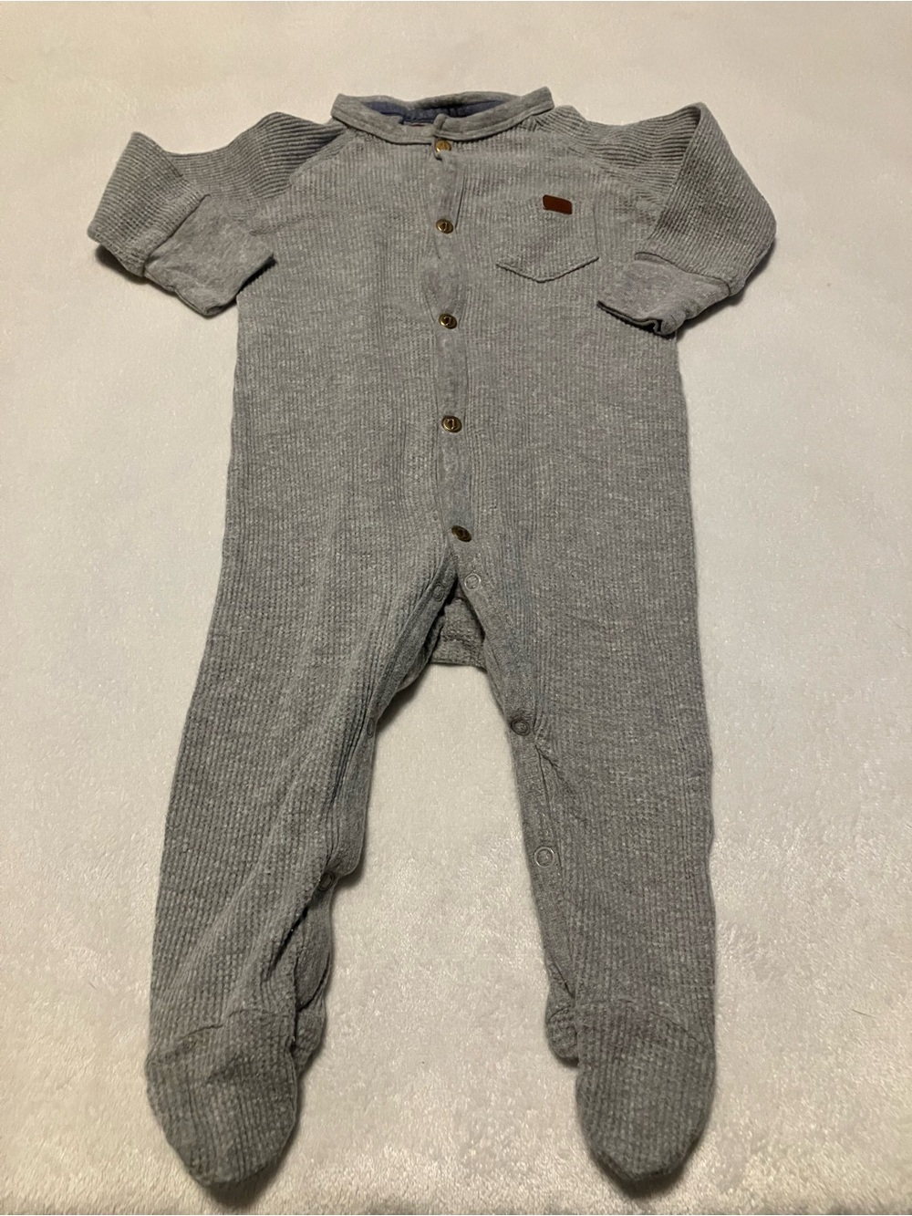 7 For All Mankind Grey Waffle Footed One-Piece
